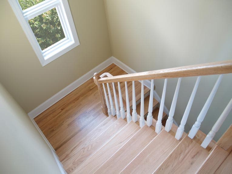 hardwood stairs wood railing